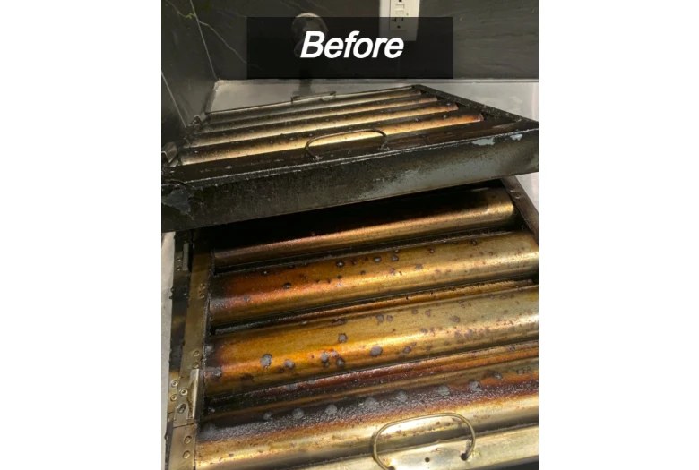 Before â€” dirty grease filter